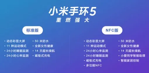 小米手环5标准版和NFC版哪个好 小